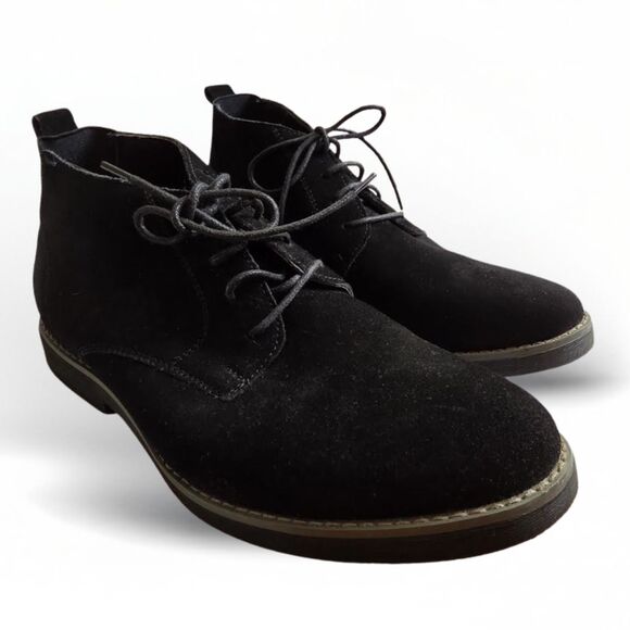 Bruno Marc Ankle Boots Suede Leather Black Lace Up Dress Shoes Chukka Men's 10 - Picture 1 of 8